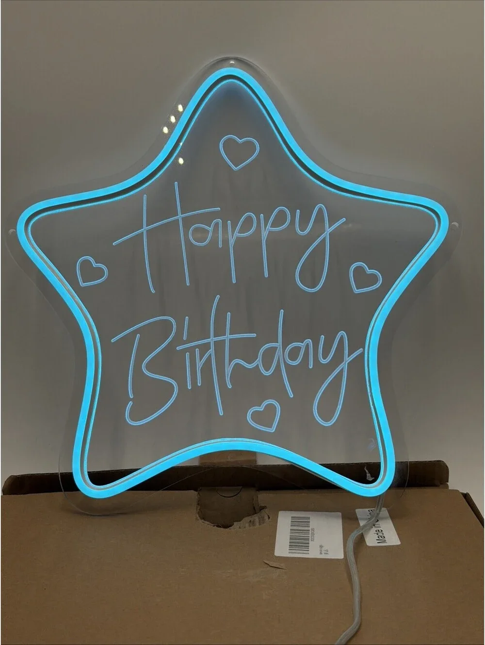 Happy Birthday Blue Neon Sign for Party Decor LED Neon Light 12in x 12in (30cm)
